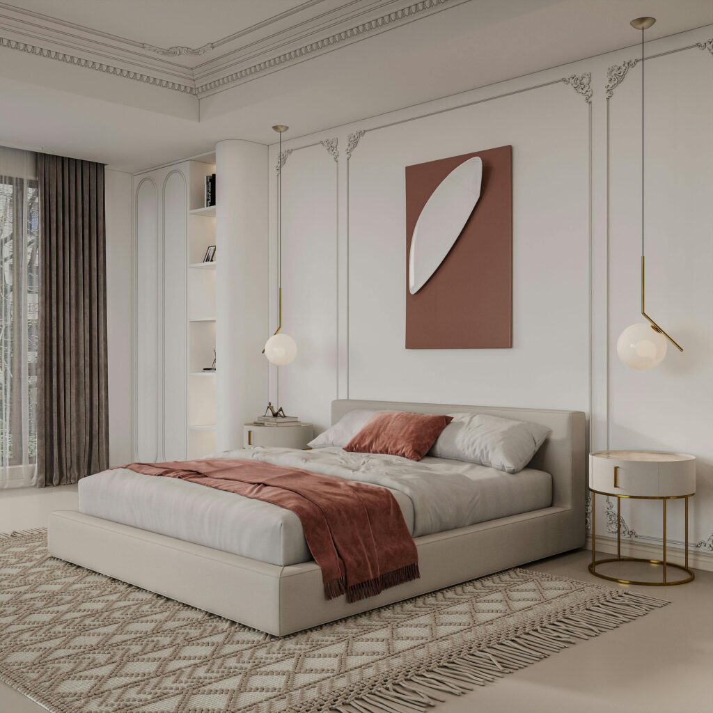 Bedroom with relaxing lighting creating a City Sanctuary.